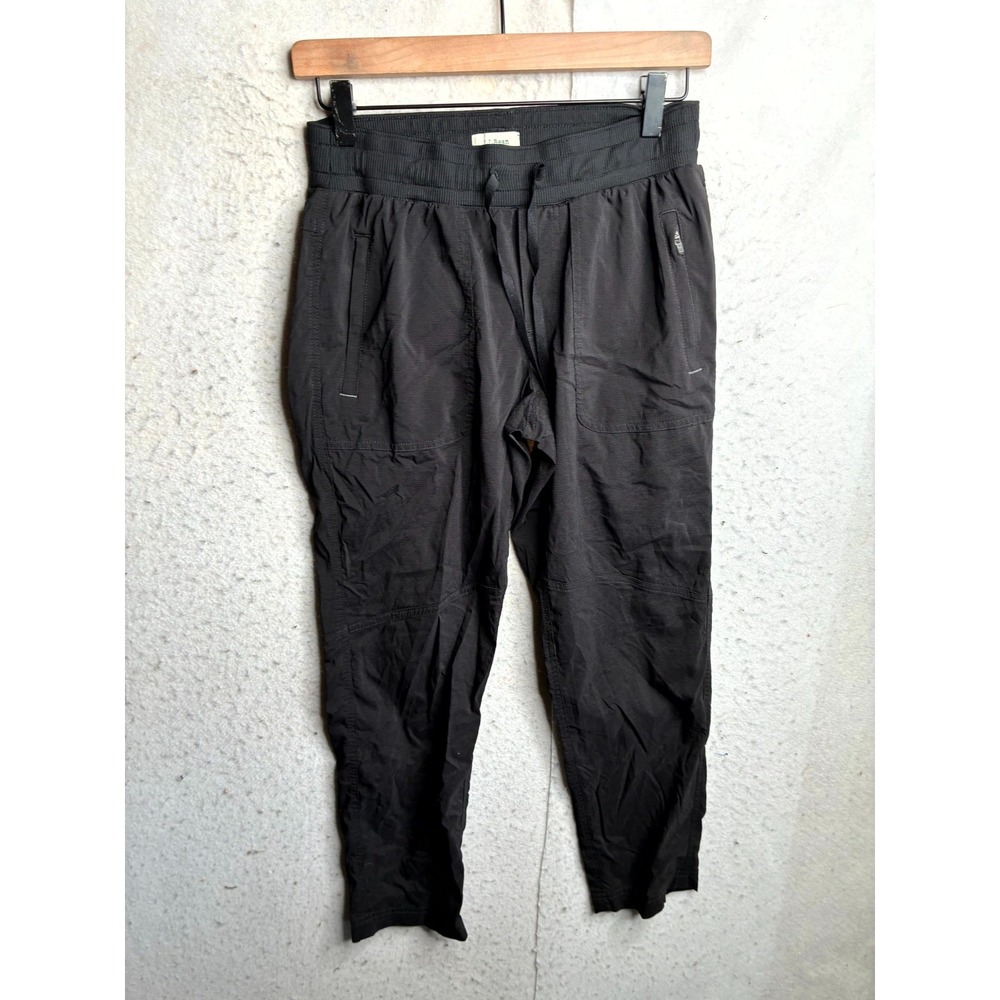 L.L.Bean Track Pants Womens XS Petite Black Drawstring Training Tapered Leg